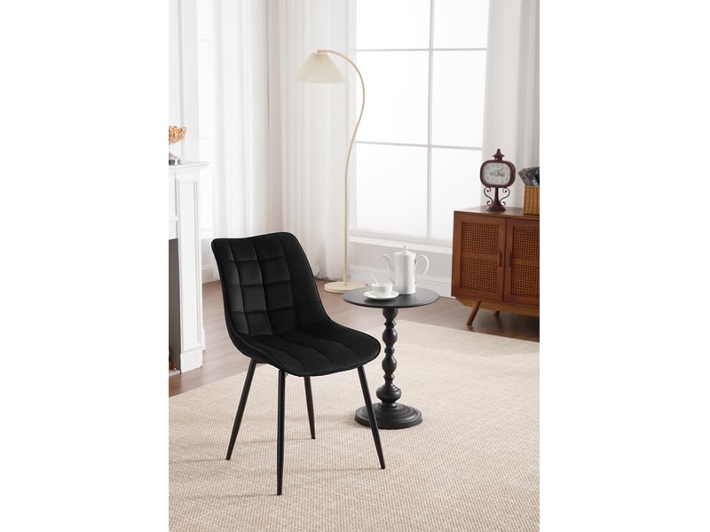 8 x chaise de salle à manger, assise rembourrée en velours épais, pieds en métal, noir  - Conforama C