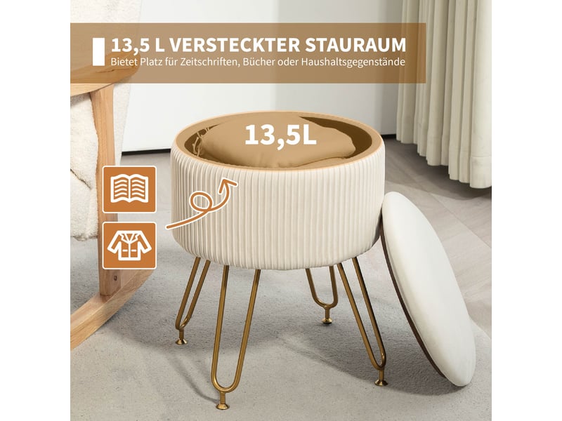  Banc avec espace de rangement, banquette rembourrée 2 en 1 avec couvercle, banquette de lit aspect velours, pour couloir, chambre, salon, structure 838-462V00CW - Conforama D