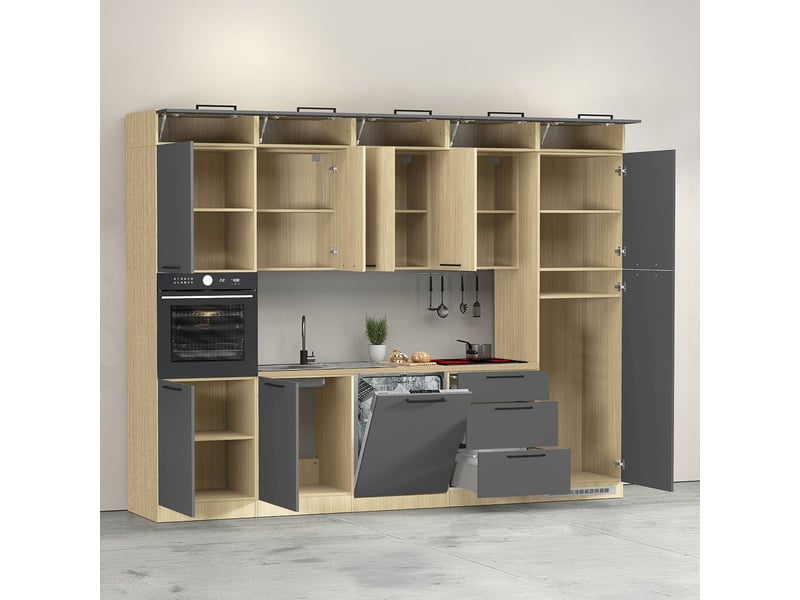  Cuisine complète linéaire moderne avec évier luna 300x232 - anthracite  - Conforama E