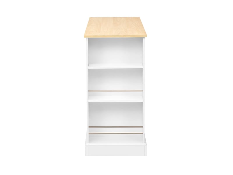  Îlot de cuisine meuble de cuisine mobile zone repas extensible compartiment poubelle tiroirs de rangement roulettes structure autoportante finition blanche  - Conforama C