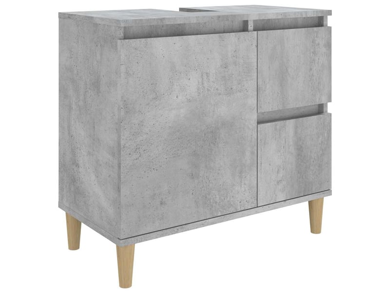  Armoire de salle de bain, meuble de rangement gris béton 65x33x60 cm shl3137  - Conforama A