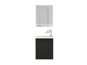 Meuble vasque mural noir brillant avec lavabo céramique et miroir 40 cm