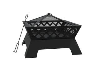 Brasero exterieur, foyer camping avec tisonnier 50 cm xxl acier shl2800