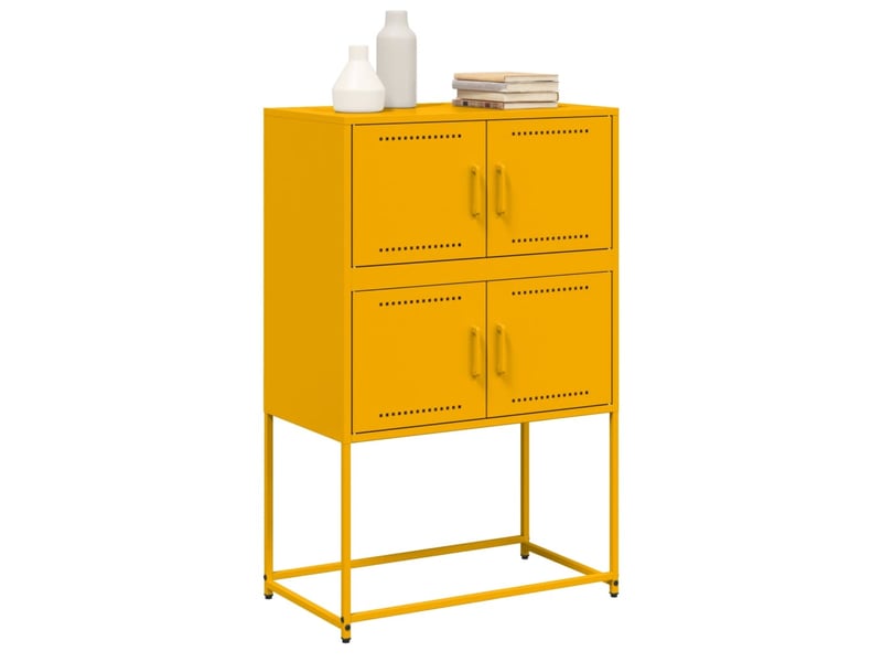  Buffet - bahut - meuble de rangement jaune moutarde 68,5x38,5x107 cm acier  - Conforama D