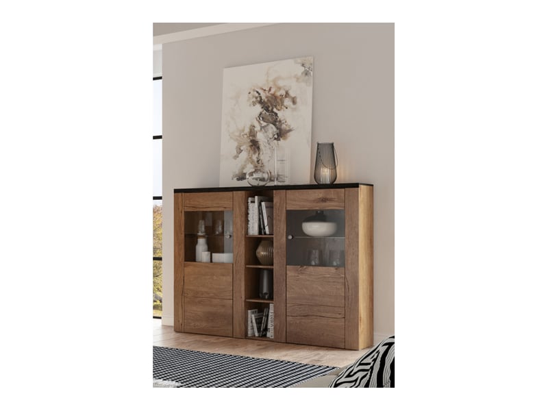  Vitrine voltia avec 2 portes - 155cm - noir bois VOLTIA - Conforama B