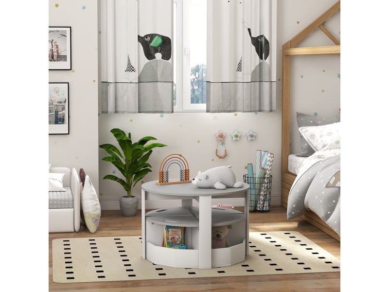  Ensemble table enfant avec 4 tabourets gris 78 x 78 x 49 cm, gain de place  - Conforama D