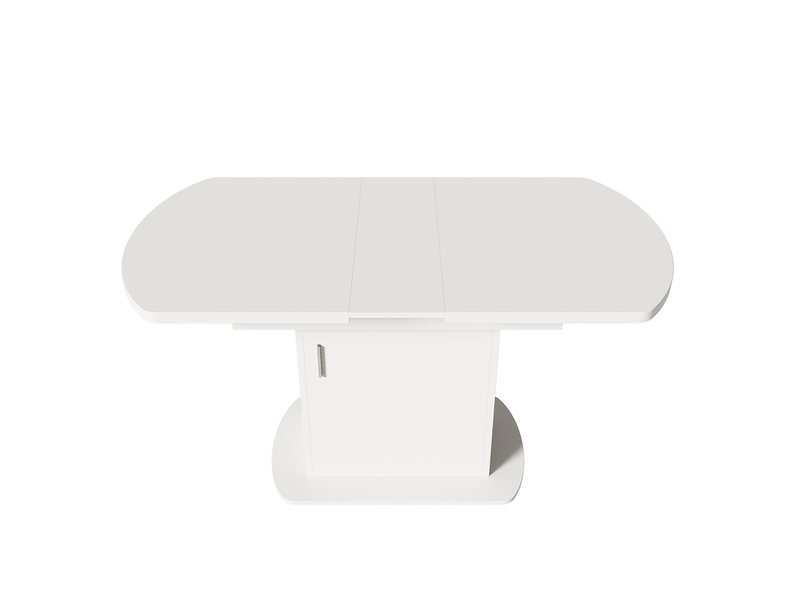  Table à manger extensible - 110-130cm - blanc moderne - poignées argent - rangement intégré  - Conforama W