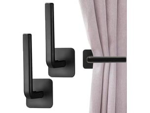 Lot de 2 embrasses de rideaux, sans perçage, attaches décoratives, crochets noirs en forme