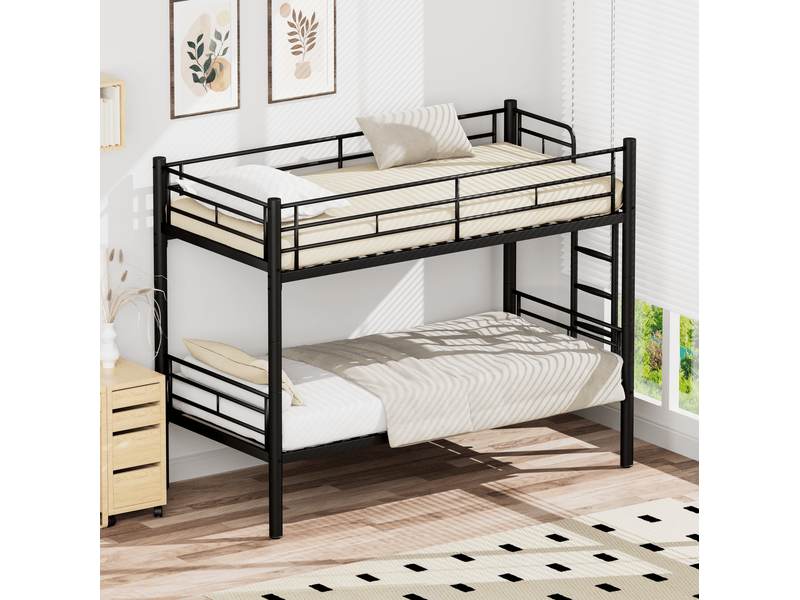  Lit superposé enfant séparable en 2 lits simples 90x190 cm noir evryae  - Conforama B