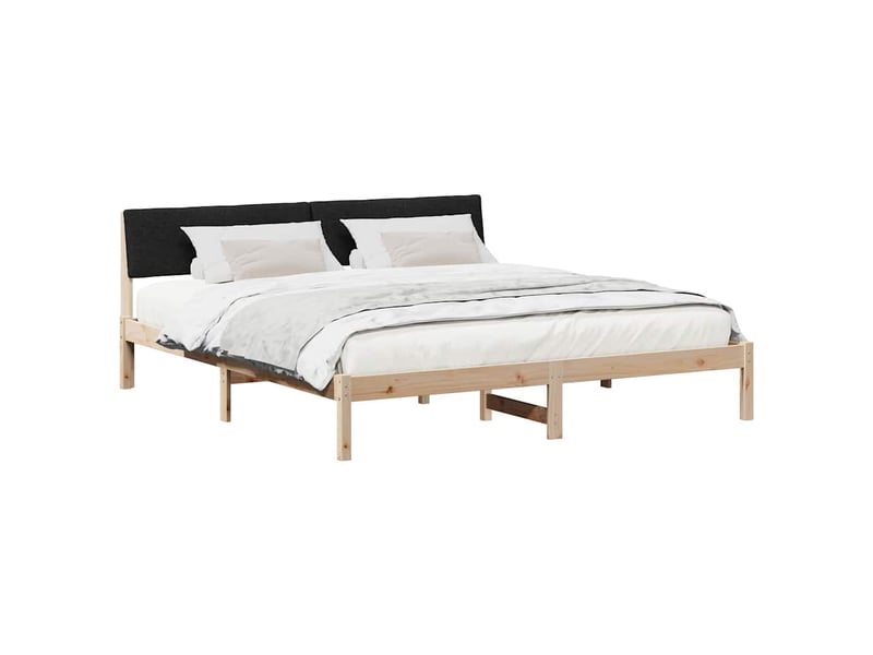  Lit double- lit adulte -  cadre de lit marron et noir 200 x 200 cm bois massif en pin  - Conforama B