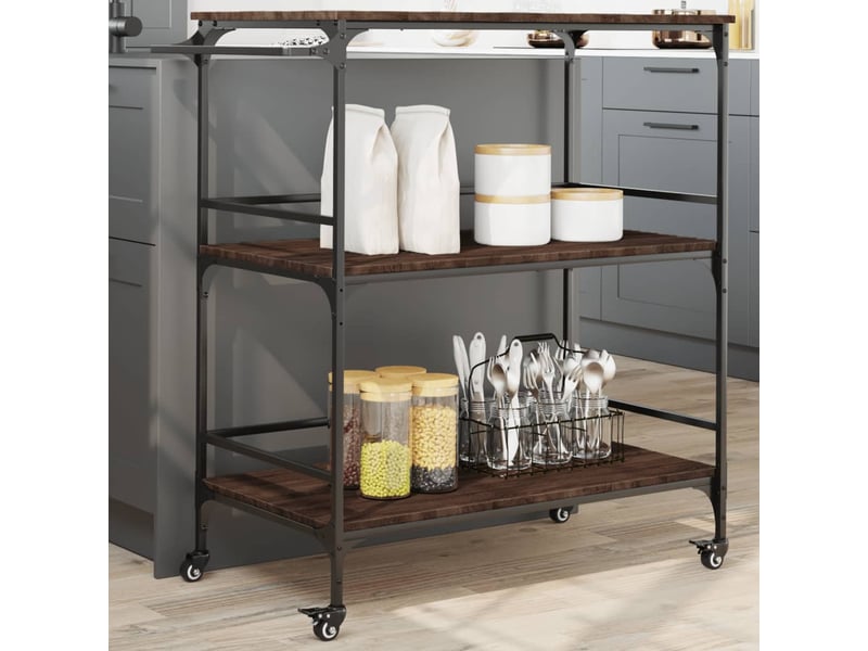Chariot cuisine chêne marron 100,5x50x105 cm bois d'ingénierie - Conforama B