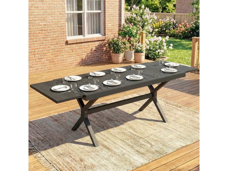  Table de jardin extensible aluminium, acier gris foncé 214x85x73cm  - Conforama C