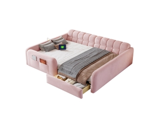 Lit avec rangement 140x200 cm BGSRYAO coloris rose