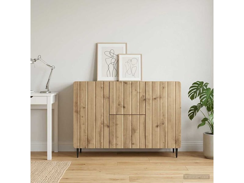  Buffet - bahut - meuble de rangement chêne artisanal 89 x 34,5 x 62 cm bois d'ingénierie  - Conforama B