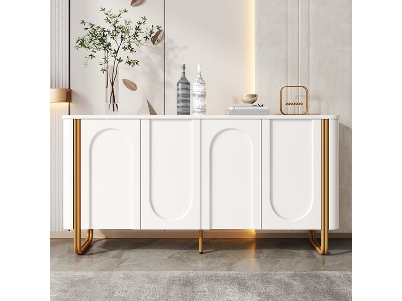  Buffet 4 portes avec rangement 160 cm evryae  - Conforama D