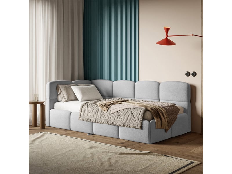 Selsey cloudy - lit rembourré - 170x185 cm - chenille gris clair - côté gauche Cloudy - Conforama C