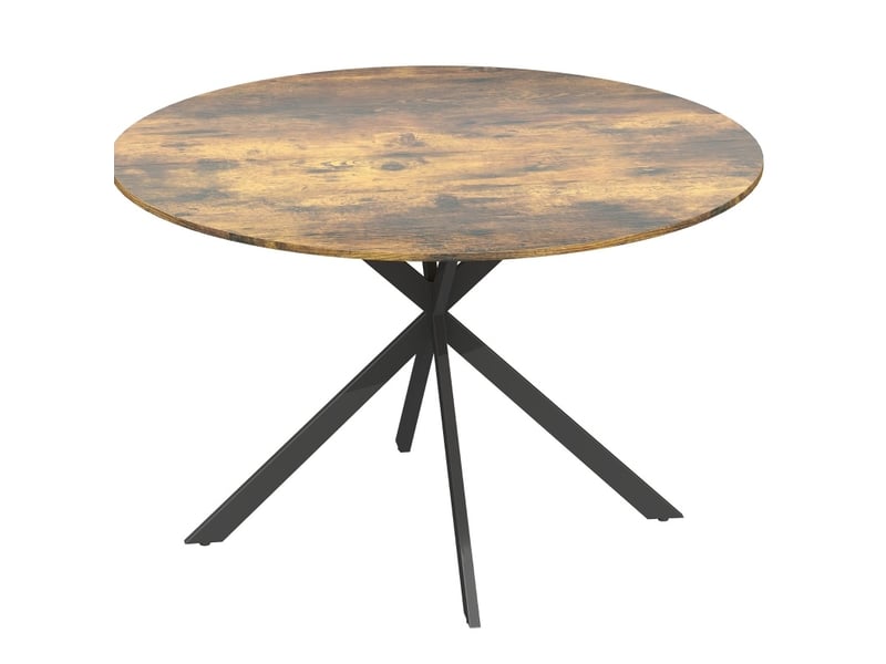  Table de salle à manger ronde pour 4 personnes avec plateau en 2 parties et pieds en acier, pour cuisine et salon  - Conforama A