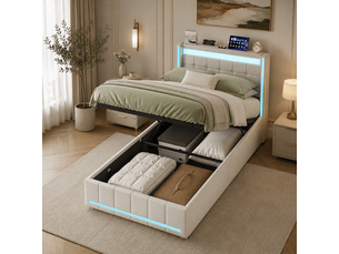 Lit coffre 90x200 cm coloris beige