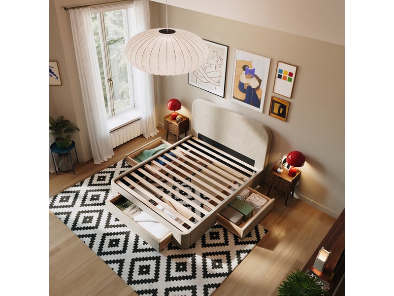  Lit 3 tiroirs 2p beige nova 160x200 cm  slome  - Conforama E