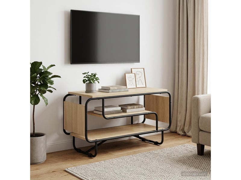  Meuble tv moderne, banc tv 80x36x45 cm chêne sonoma bois d'ingénierie  - Conforama B