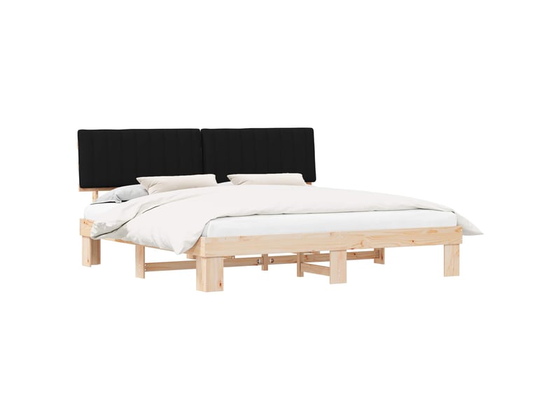  Lit double- lit adulte -  cadre de lit avec tête de lit rembourrée noir 200 x 200 cm  - Conforama A