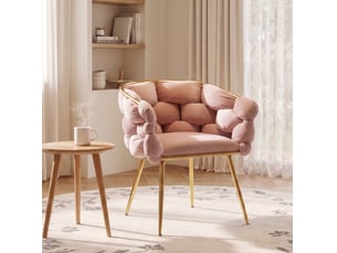 Fauteuil d'appoint 58x59x75 cm en velours rose avec structure métal doré