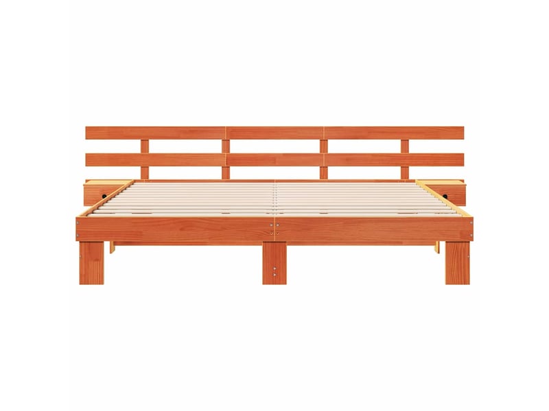  Lit double- lit adulte -  cadre de lit avec tête de lit marron 180 x 200 cm pin massif  - Conforama D