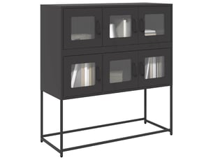 Buffet - bahut - meuble de rangement noir 100,5x39x107 cm acier laminé à froid