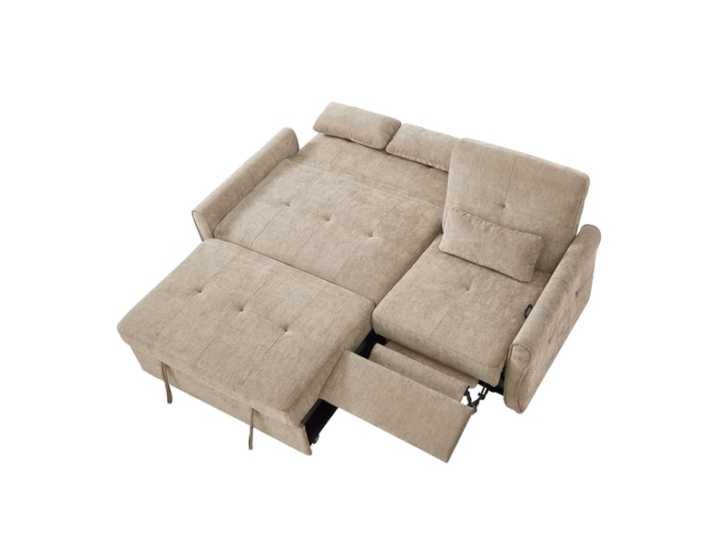 Canapé-lit 3 places tcqpz convertible 3 en 1 176 x 148 x 83 cm dossier réglable tissu chenille marron - Conforama A