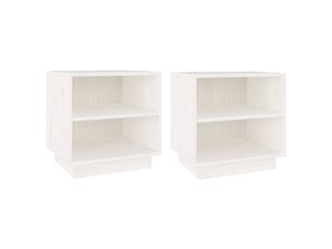 Lot de 2 tables de chevet - cabinet de chevet - table de nuit blanc 40x34x40 cm bois de pin solide