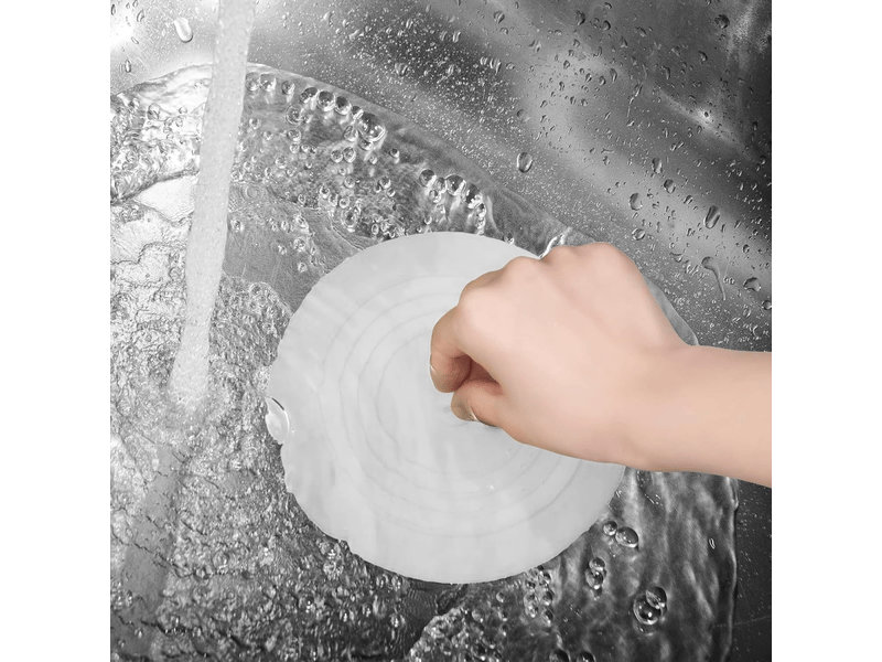  Grand bouchon de vidange en silicone blanc — adapté aux douches, baignoires et éviers — 1 pièce  - Conforama D