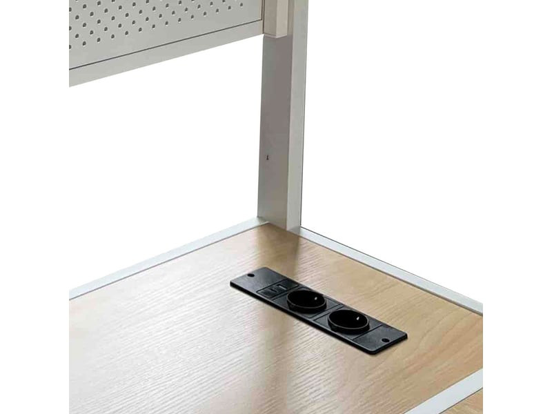  Lit mezzanine gaming 140x200 avec bureau, tablette clavier, éclairage led et station de recharge, blanc  - Conforama E