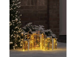 Boîte-cadeau de noël éclairée 3 pcs 150 led blanc chaud