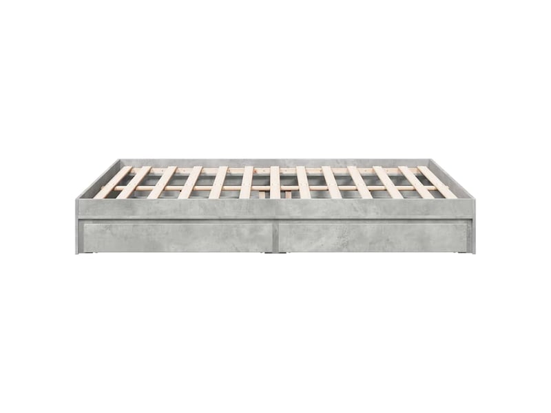  Lit double- lit adulte -  cadre de lit avec tiroirs sans matelas gris béton 160x200 cm  - Conforama D