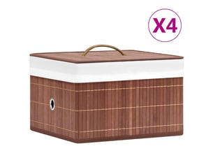 Boîtes de rangement en bambou 4 pcs marron