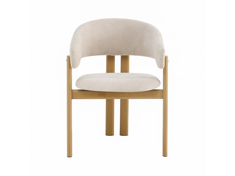 Lot de 2 chaises de salle à manger, métal effet bois, tissu lin, bois naturel Jamama eleni - Conforama R