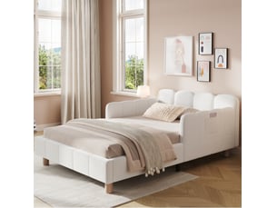 Lit simple 90x200 cm <strong>OKWISH</strong>  <strong></strong> coloris beige