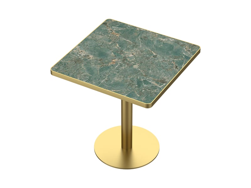 Table à manger ronde diamètre 70 cm en pierre frittée avec pieds dorés - Conforama D