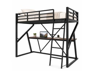 Lit mezzanine 90x200 cm <strong>STILVORA</strong> <strong></strong> coloris noir