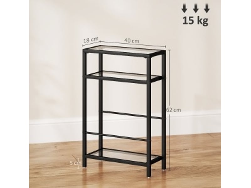  Table d'appoint 40x18x62 cm à 3 niveaux noire  - Conforama E