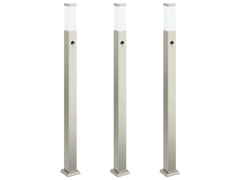  Lot de 3 borne lumineuse avec détecteur 110 cm acier inoxydable ip44 shl59938  - Conforama A