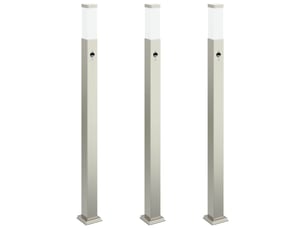 Lot de 3 borne lumineuse avec détecteur 110 cm acier inoxydable ip44 shl59938