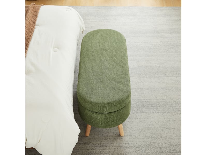  Banc de lit coffre 110x40x42 cm, rangement, banc d'entrée, bout de lit, pour chambre, salon ou couloir, chenille, vert  - Conforama E