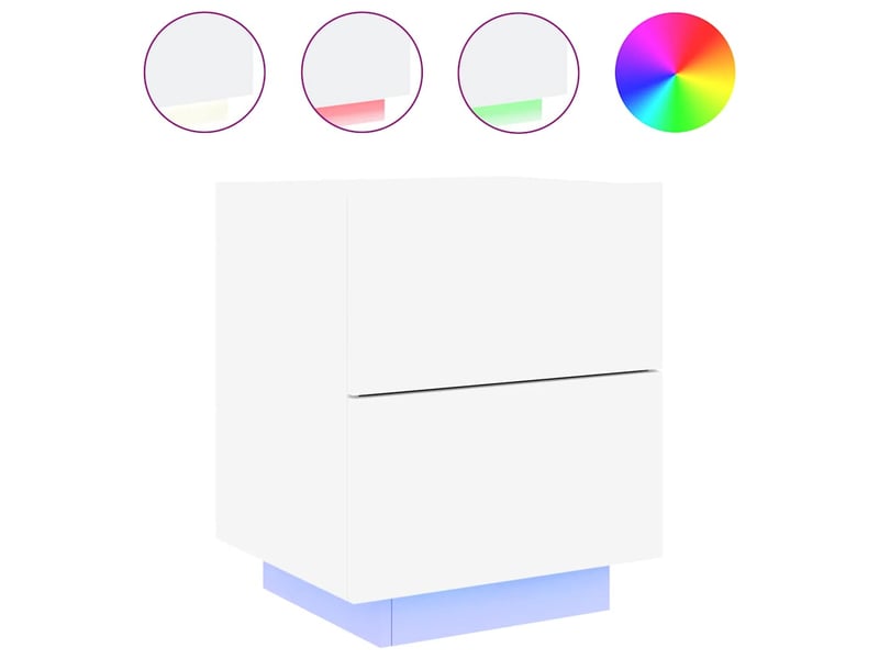 Lot de 2 tables de chevet - cabinet de chevet - table de nuit et lumières led blanc bois d'ingénierie - Conforama E