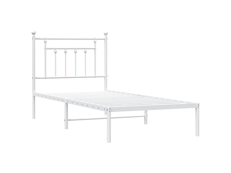  Lit simple- lit adulte -  cadre de lit métal sans matelas avec tête de lit blanc 80x200cm  - Conforama B