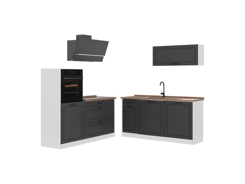  Vicco cuisine, anthracite campagneblanc, 160cm plan de travail chêne doré  - Conforama A
