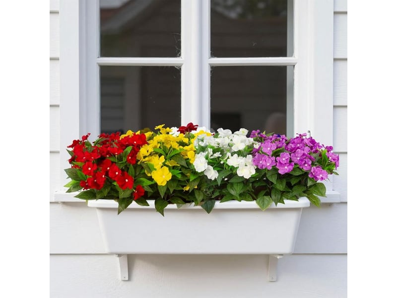  Impatiens artificielles extérieures – rouge, résistantes aux uv, plantes en soie pour jardin et terrasse  - Conforama E
