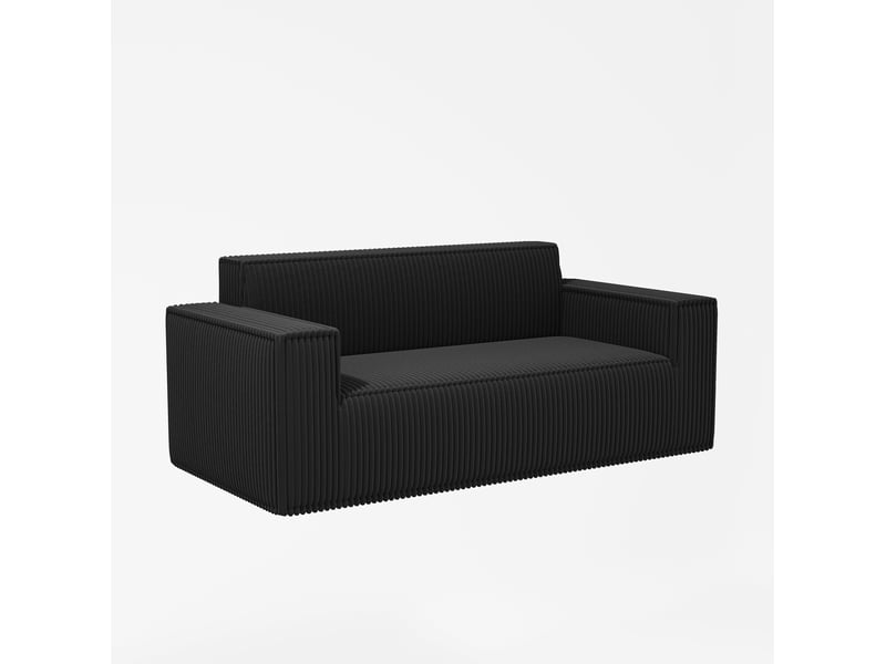  Canapé 2 places 178x86x70 cm en velours côtelé noir  - Conforama D