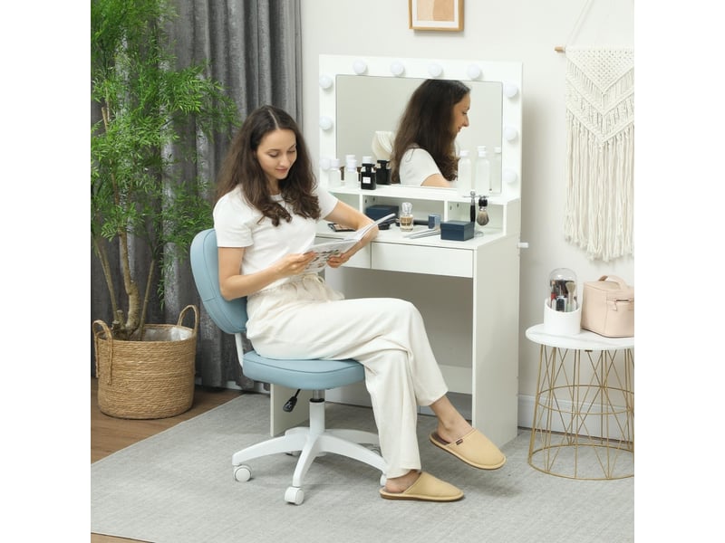Chaise de bureau norel pivotante rembourrée réglable bleu clair - Conforama D