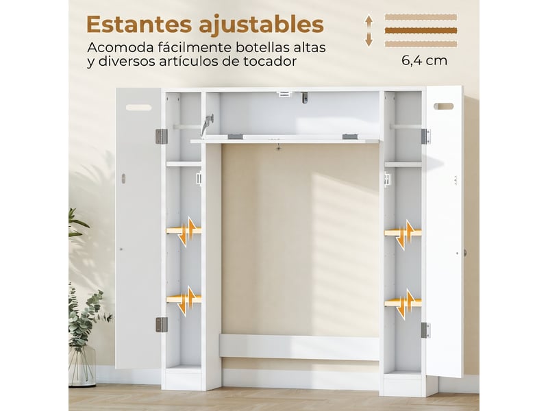  Meuble au-dessus des toilettes en mdf blanc, rangements réglables, 88 x 18 x 98 cm  - Conforama W